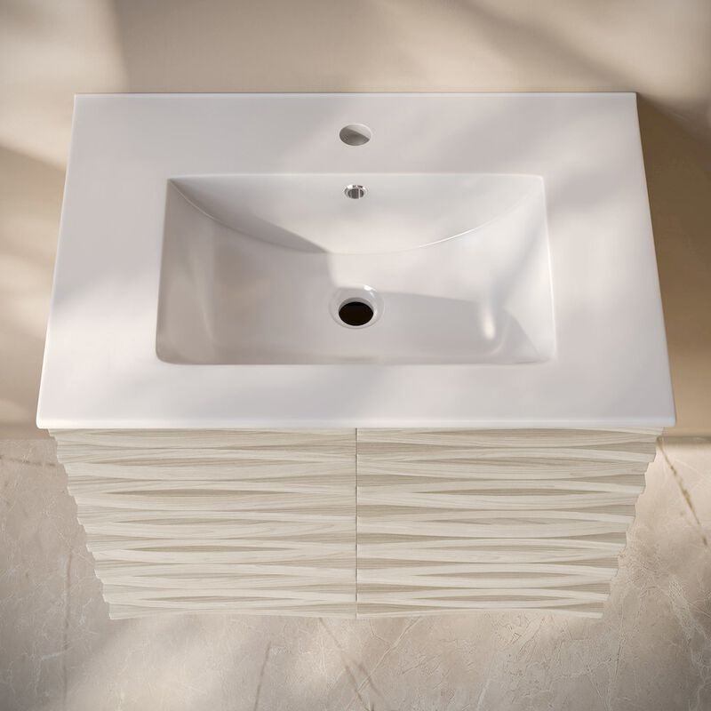 Cascade 30" Wall-Mounted Bathroom Vanity in White Oak with Sink Top image number 6