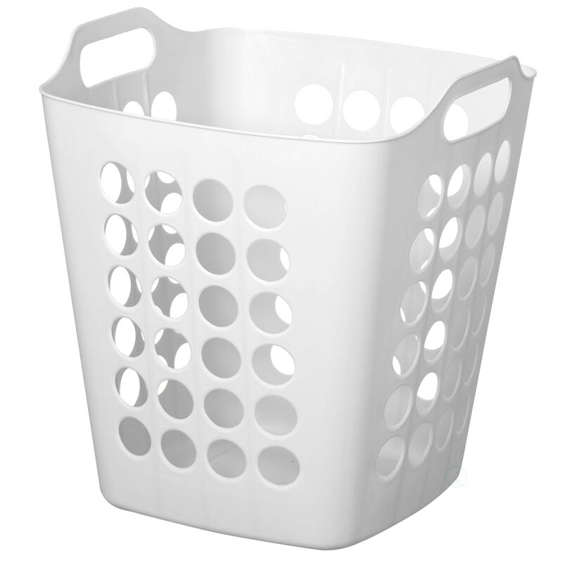 Flexible Plastic Carry Laundry Basket Holder Square Storage Hamper with Side Handles, Purple