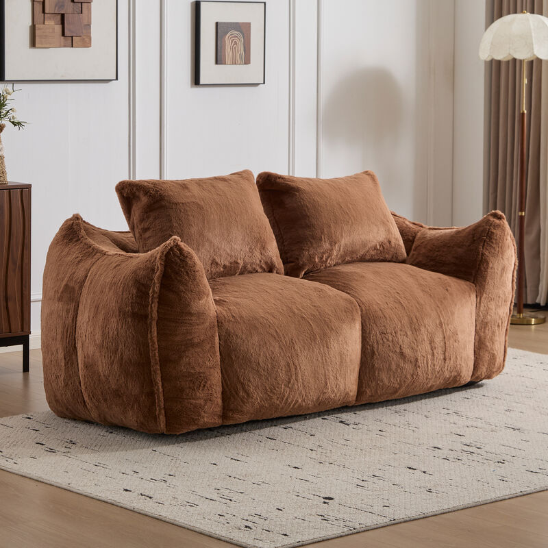 Whisen Giant Bean Bag Couch Ultra Soft Fluffy Loveseat Oversized Chase Lounge Chair with Pillows image number 3