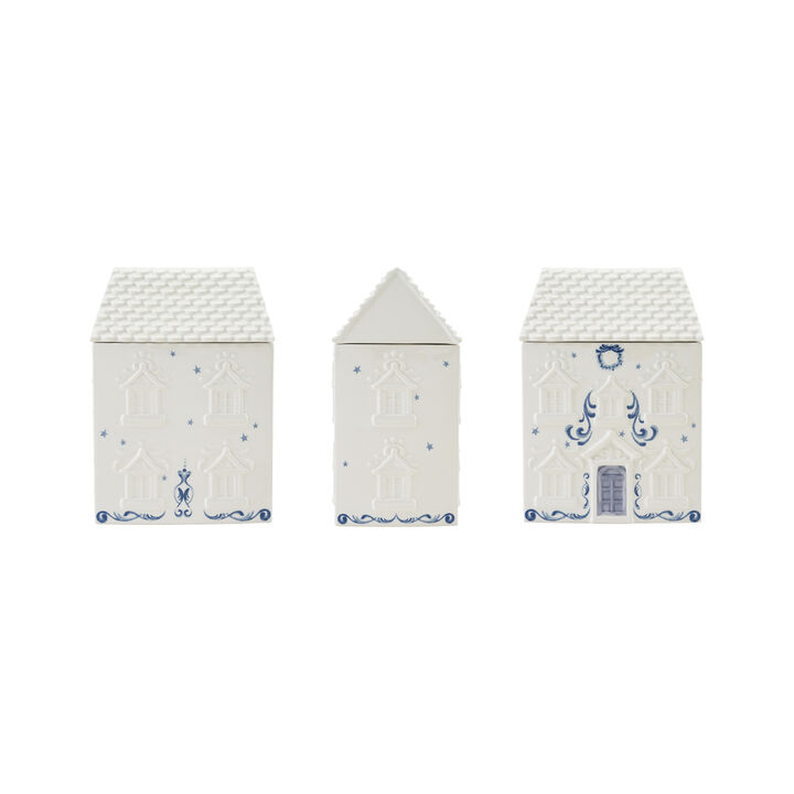 Star Wreath Dolomite House Jar in Blue & White Glaze