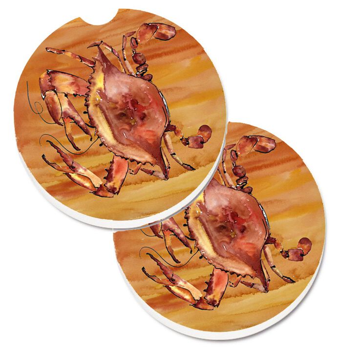 Caroline's Treasures Crab Set of 2 Cup Holder Car Coasters 8139CARC, 2.56, Multicolor