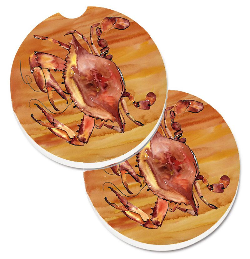 Caroline's Treasures Crab Set of 2 Cup Holder Car Coasters 8139CARC, 2.56, Multicolor image number 0