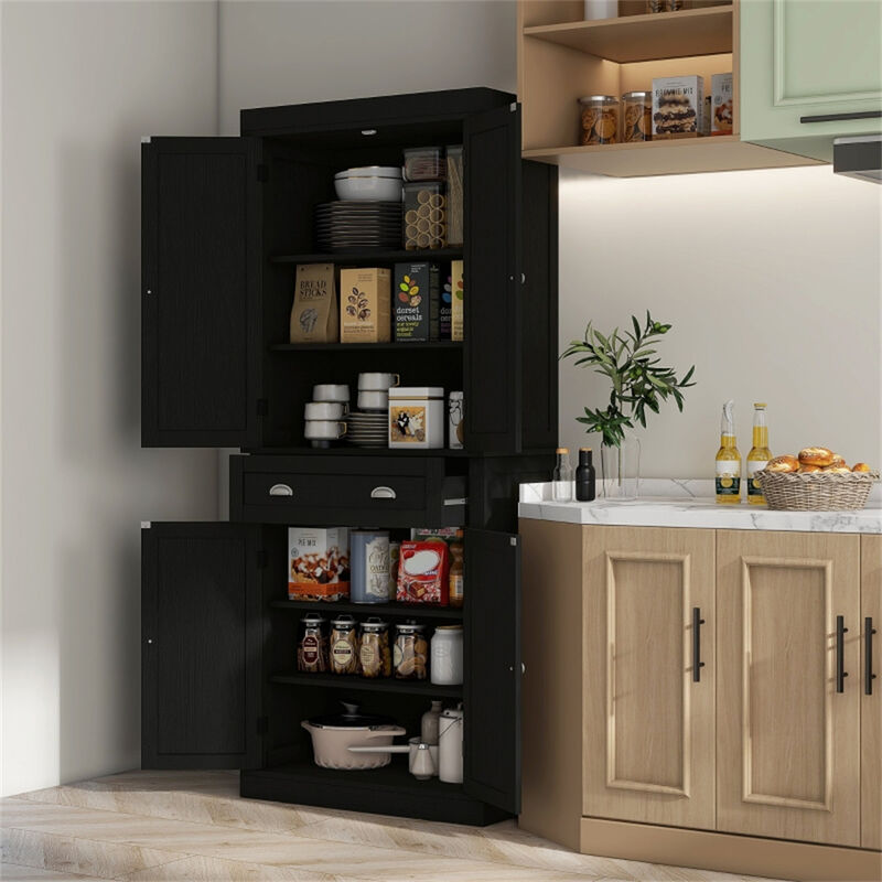 Tall Kitchen Storage Cabinet with Multiple Shelves and Drawers, Ideal for Home or Apartment image number 1
