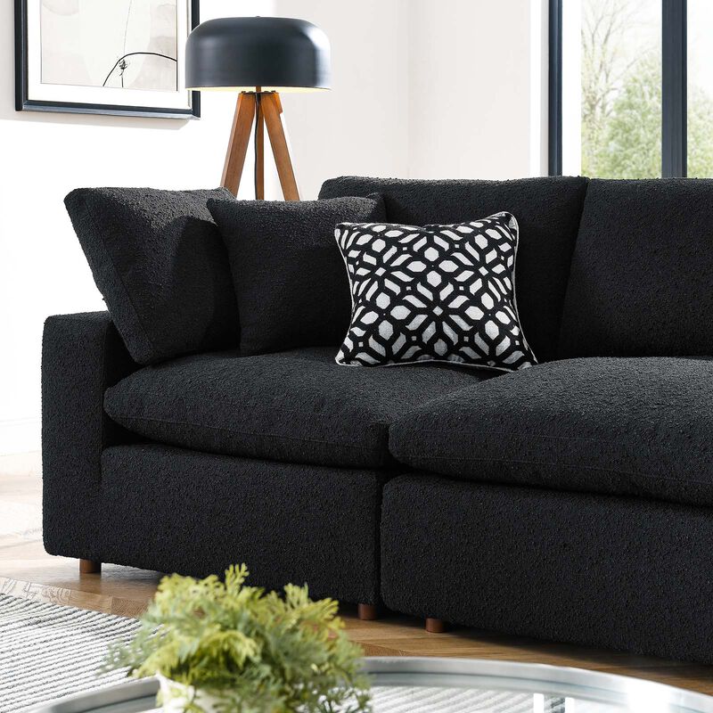 Commix Down Filled Overstuffed Boucle Fabric 4-Seater Sofa