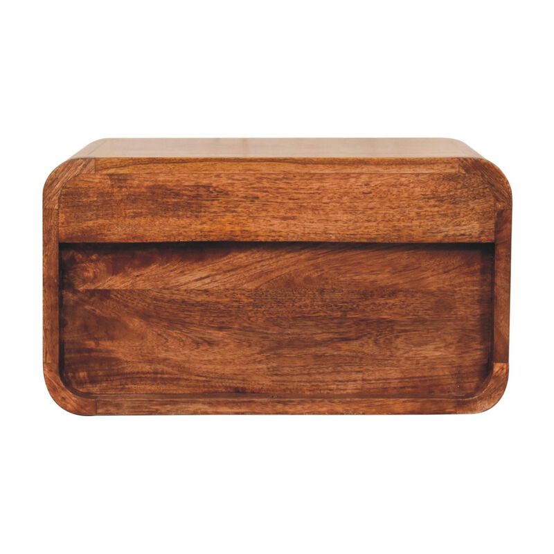 Artisan Furniture Solid Wood Curved Honey Caramel Wall Mounted Bedside with Open Slot image number 8