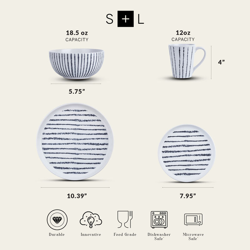 Stone Lain Nova Stoneware 16 Piece Dinnerware Set