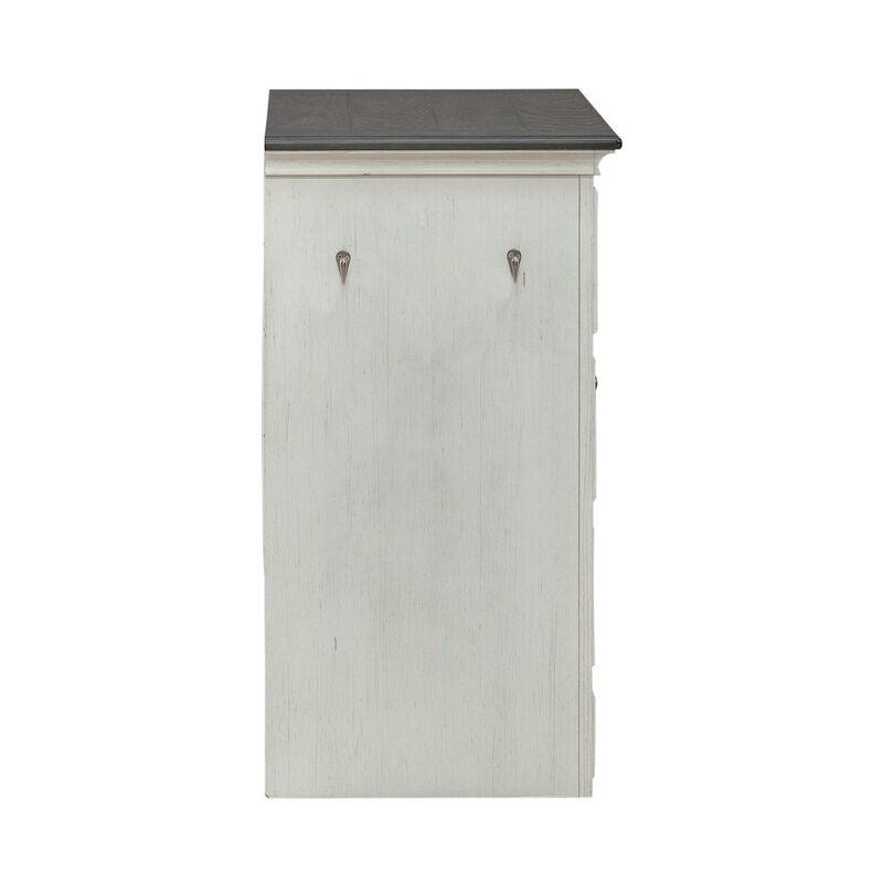 Liberty Furniture Cabinet Cottage Home Storage Pet Food Bowl Drawer - White w/ Charcoal Tops image number 3