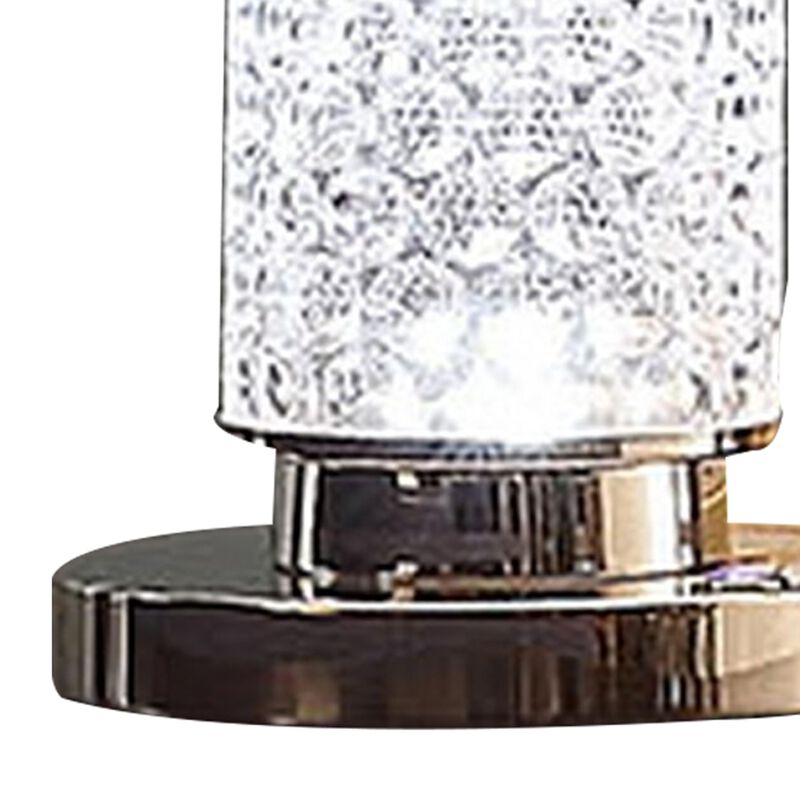 Siri 19 Inch Table Lamp with LED Glass Shade, Metal Base, Nickel Finish image number 4