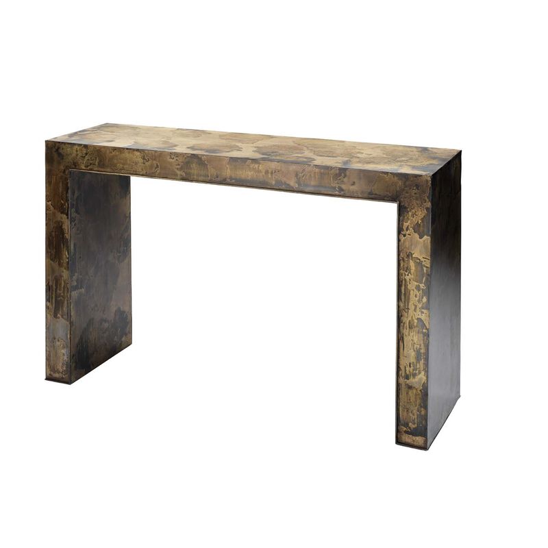 4' Black Brownand Beige Contemporary Charlemagne Metallic Console Table