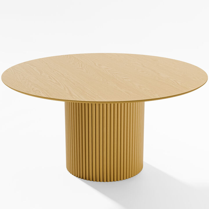 60Inch Hypotenuse Original Color Round Wooden Dining Table Seats 4-6 People, Suitable for Living Room and Dining Room