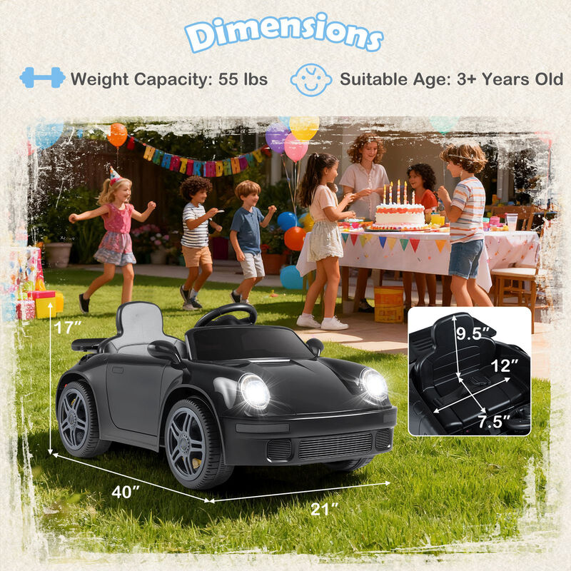 12V Kids Electric Ride On Toy Car with Music and Remote Control for Outdoor Use image number 2