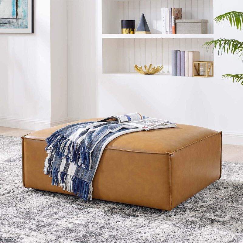 Modway Restore Vegan Leather Sectional Sofa Ottoman in Tan image number 7