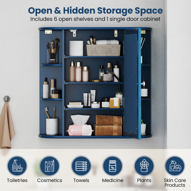 Wall-Mounted Mirror Cabinet for Bathroom with Storage Shelves image number 6