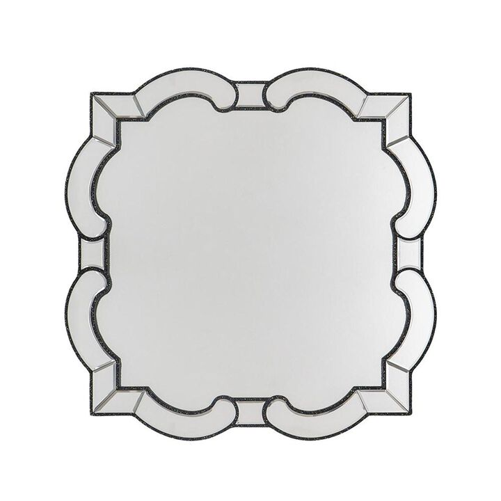 HomeRoots 32" Clear Scalloped Glass Framed Accent Mirror