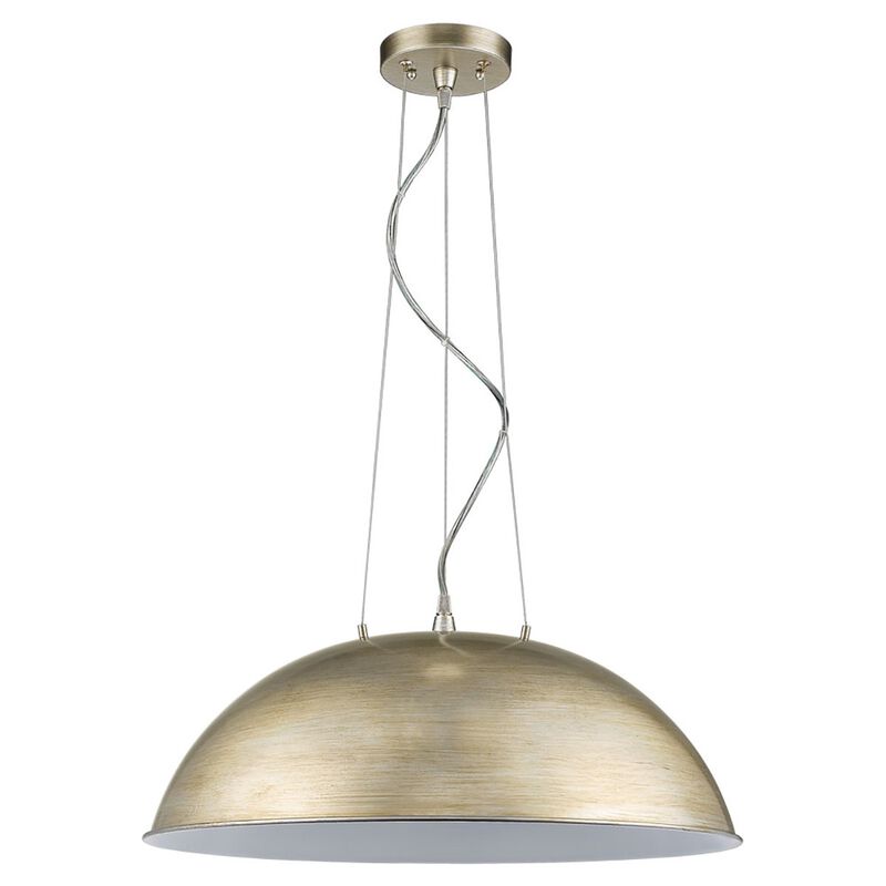 Hivvago Layla 1-Light Washed Gold Bowl Pendant With Gloss White Interior Shade