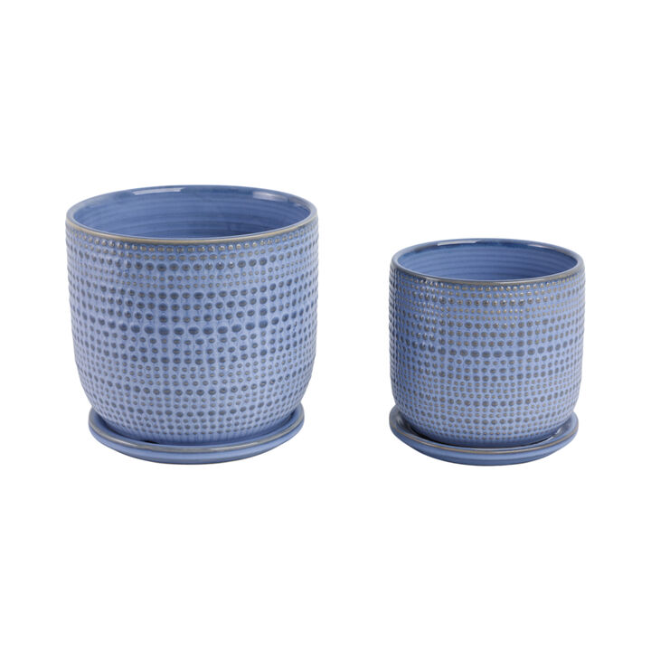 S/2 Textured Planter W/ Saucer