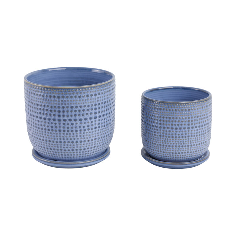 S/2 Textured Planter W/ Saucer image number 0