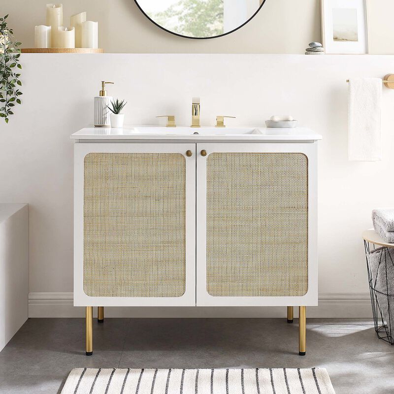 Modway EEI-6603-WHI Chaucer 36" Bathroom Vanity Cabinet (Sink Basin Not Included), White image number 9