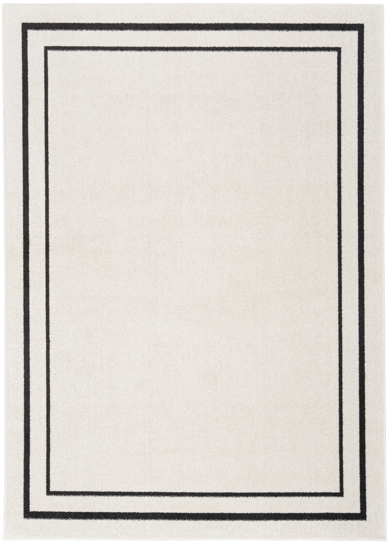 HomeRoots 5' X 7' Ivory And Black Indoor Outdoor Area Rug image number 2