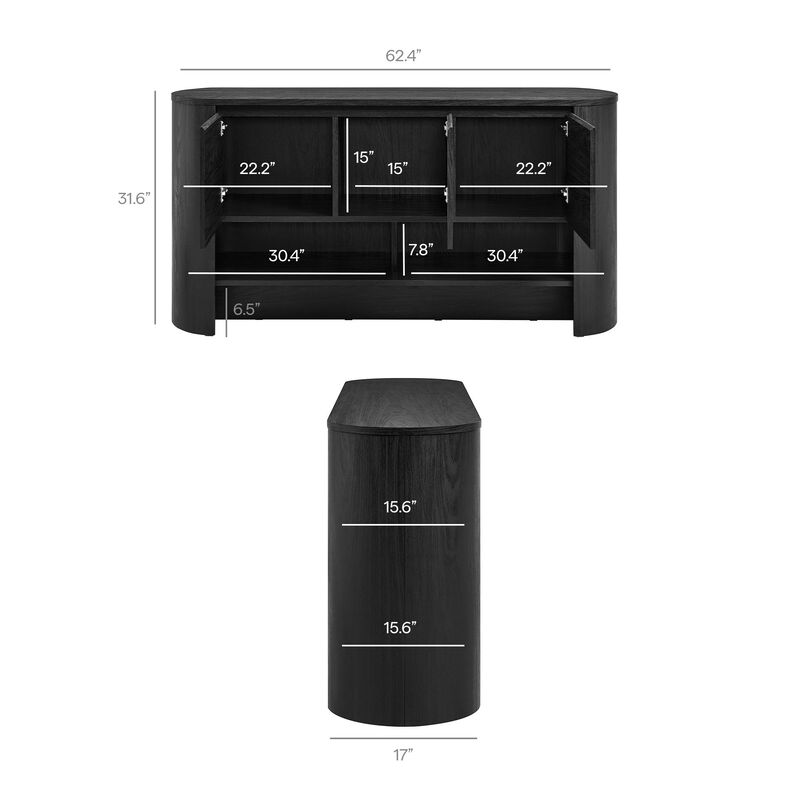 Duval 62" Curved Sideboard image number 2