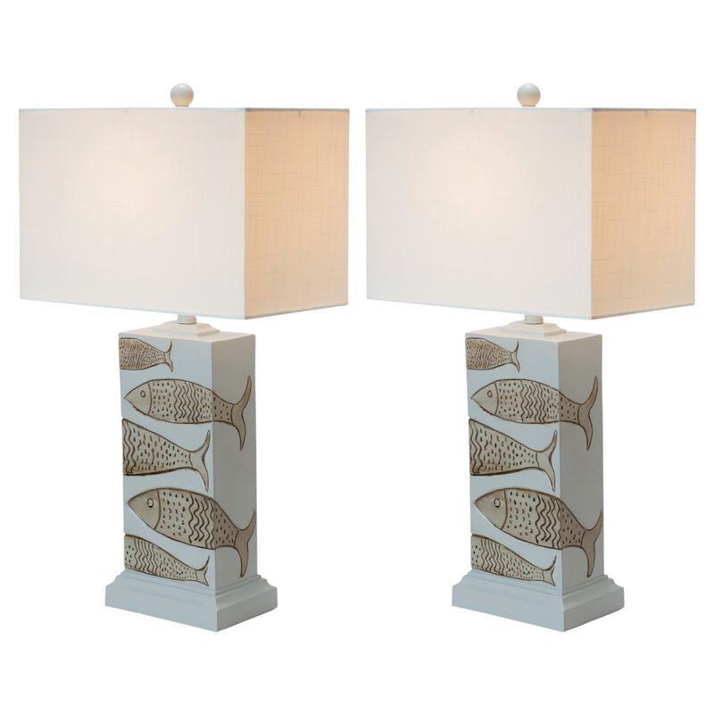 Lux Lighting Pompano 28 Polyresin Coastal Fish Table lamp, (Set of 2)