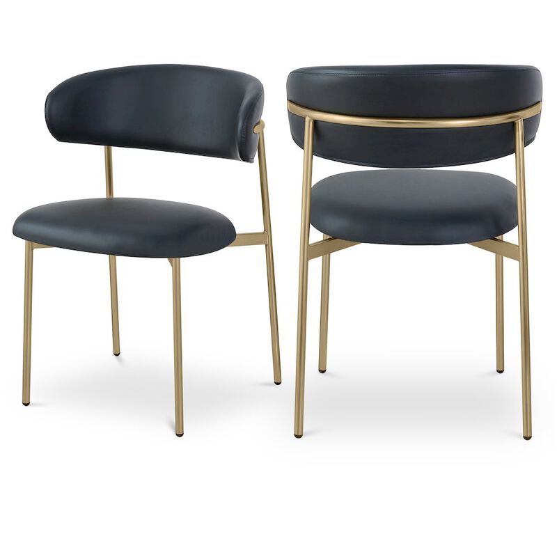 Meridian Furniture Lupita Black Vegan Leather Dining Chair, Set of 2