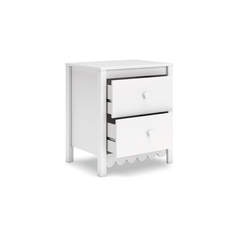 Kally Nightstand, 2 Drawers, Modern Matte White Wood Finish, 24 Inch - Benzara