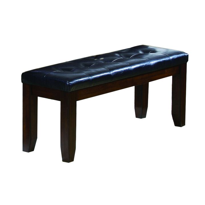 Impressive leather Tufted Upholstered Bench In Brown And Black
