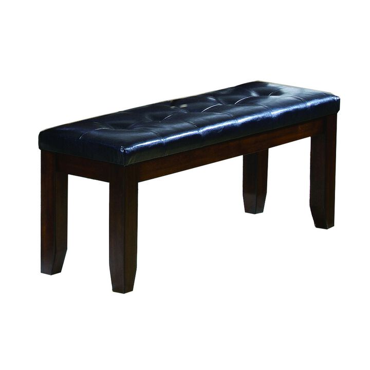 Impressive leather Tufted Upholstered Bench In Brown And Black-Benzara