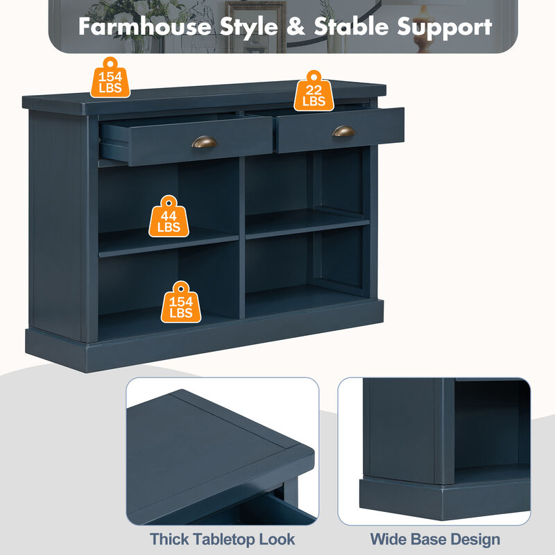 Hegrer 2 Drawers and Open Storage Shelves  Console Table image number 4