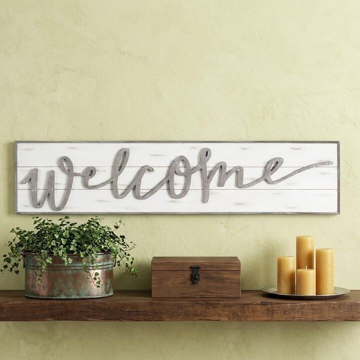 HomeRoots Welcome Sign Wood Wall Decor