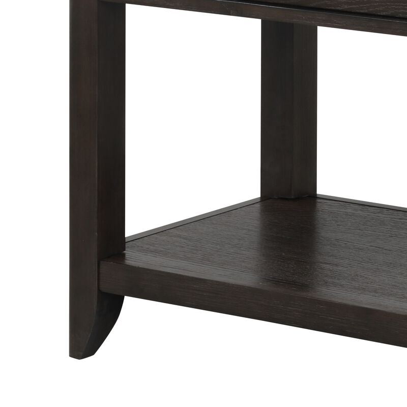 Joni 48 Inch Side Console Table, Acacia Wood, 2 Drawer, 1 Shelf, Espresso