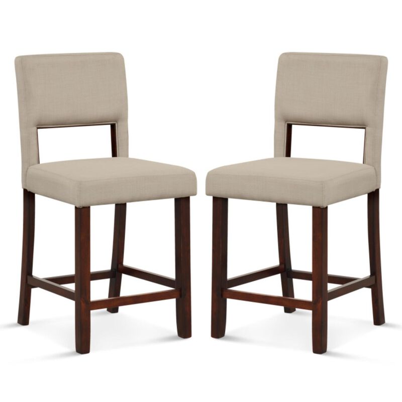 Hivvago 2 Piece Bar Chair Set with Hollowed Back and Rubber Wood Legs