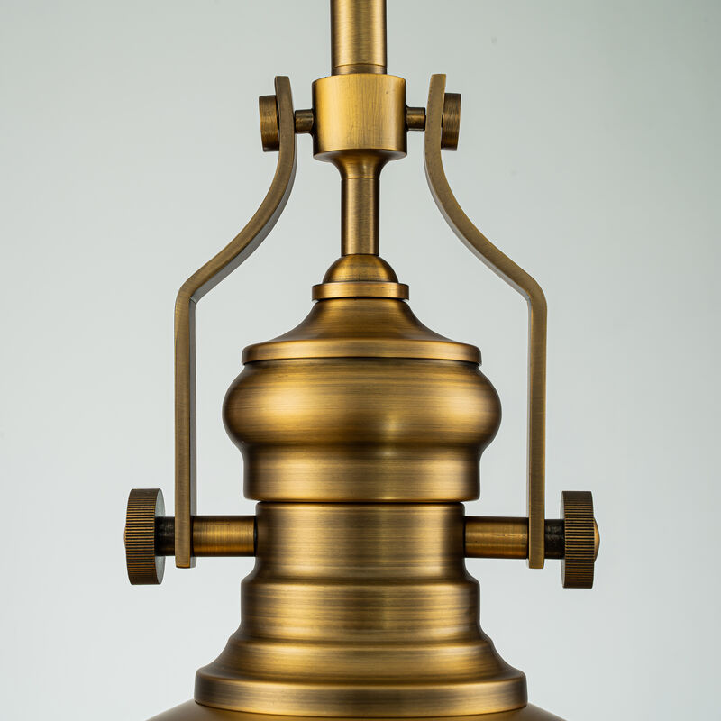 1-Light 13" Modern Industrial Antique Brass Single Dome Pendant Light For Kitchen Island image number 5