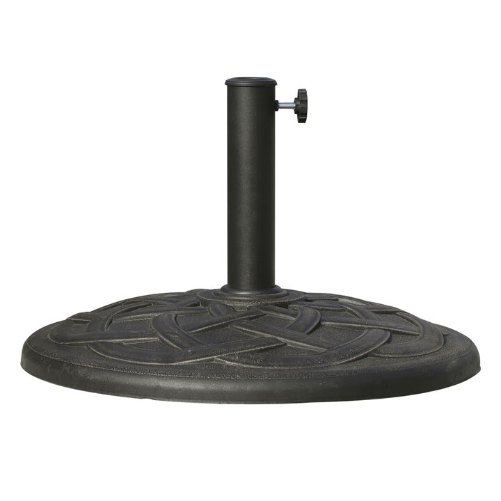 Outsunny 22" 42 lbs Round Resin Umbrella Base Stand Market Parasol Holder with Beautiful Decorative Pattern & Easy Setup, for Φ1.5", Φ1.89" Pole, for Lawn, Deck, Backyard, Garden, Bronze