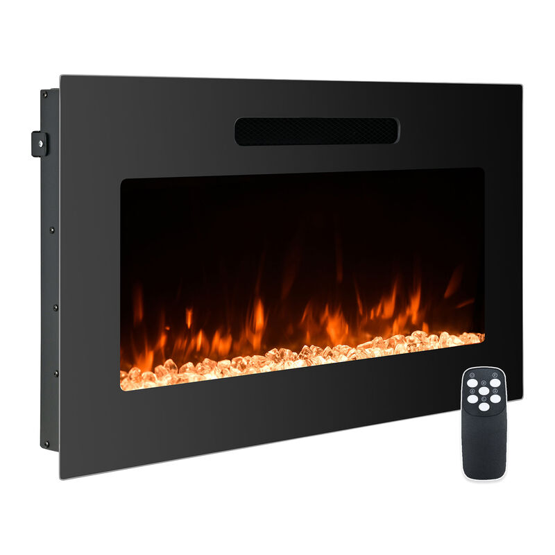 MONDAWE 30" Recessed Wall-Mounted Electric Fireplace 5000 BTU Heater with Remote Control