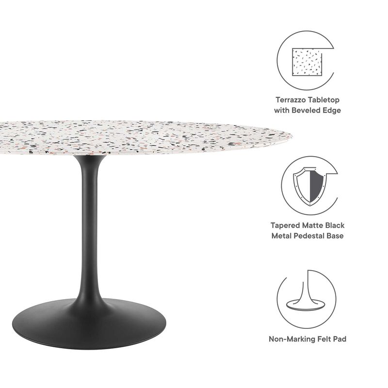 Modway - Lippa 60" Oval Terrazzo Dining Table Black White