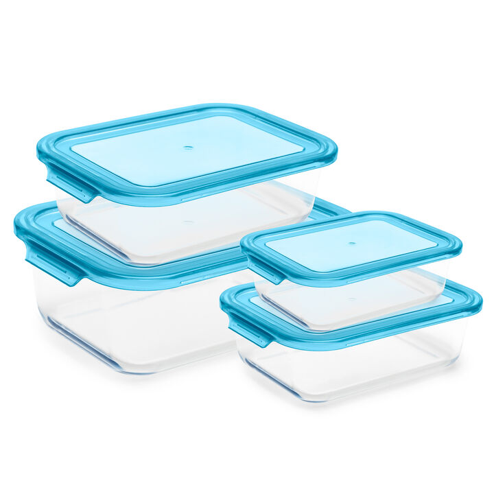 Lexi Home Oven Safe Glass Food Storage Container Set with Plastic Lids - 4 Pack