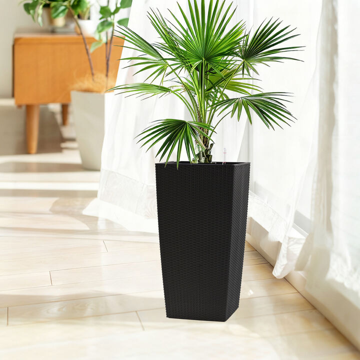 WOW PIONEER 30 Inch Tall Large Flower Planter Pot with Self-Watering System, Drainage Holes, Inner Trays, Water Level Monitor for Indoor Outdoor Garden Patio Porch Use