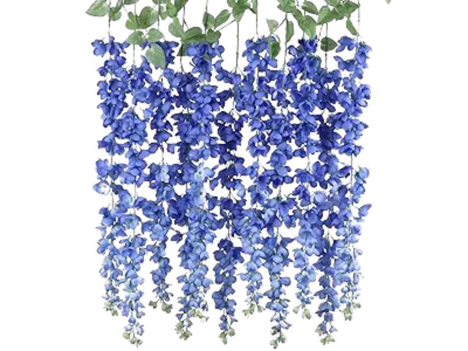 6 Piece Royal Blue Artificial Hanging Wisteria Flowers Wedding Centerpiece Decor