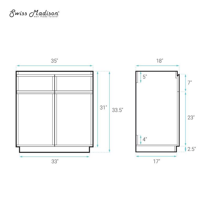 St. Tropez 36" Freestanding Bathroom Vanity Cabinet without Top in Green Oak image number 6