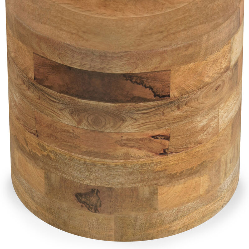 Haynes 16 inch Wide Solid Mango Boho Accent Table in Natural, Assembled