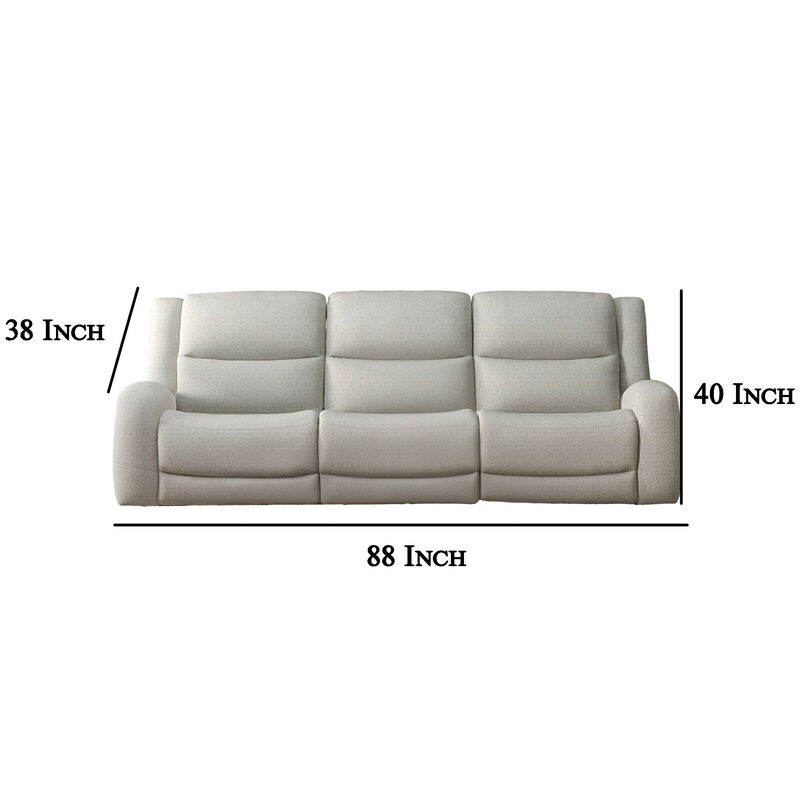 Gira Manual Recliner Sofa with Contour Armrest, Solid Wood, 88 Inch, Beige image number 5