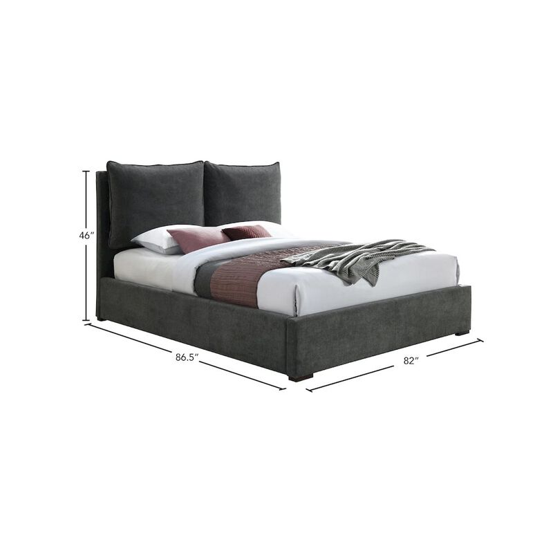 Meridian Furniture Misha Pepper Black Polyester Fabric King Bed