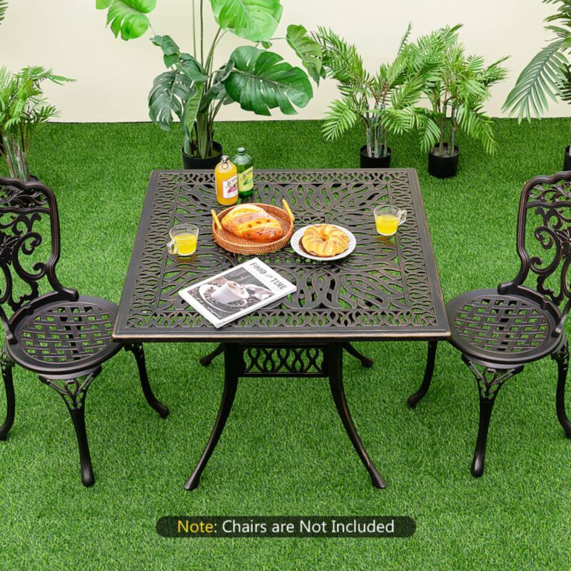 Hivvago Aluminum Patio Square Dining Table with Umbrella Hole