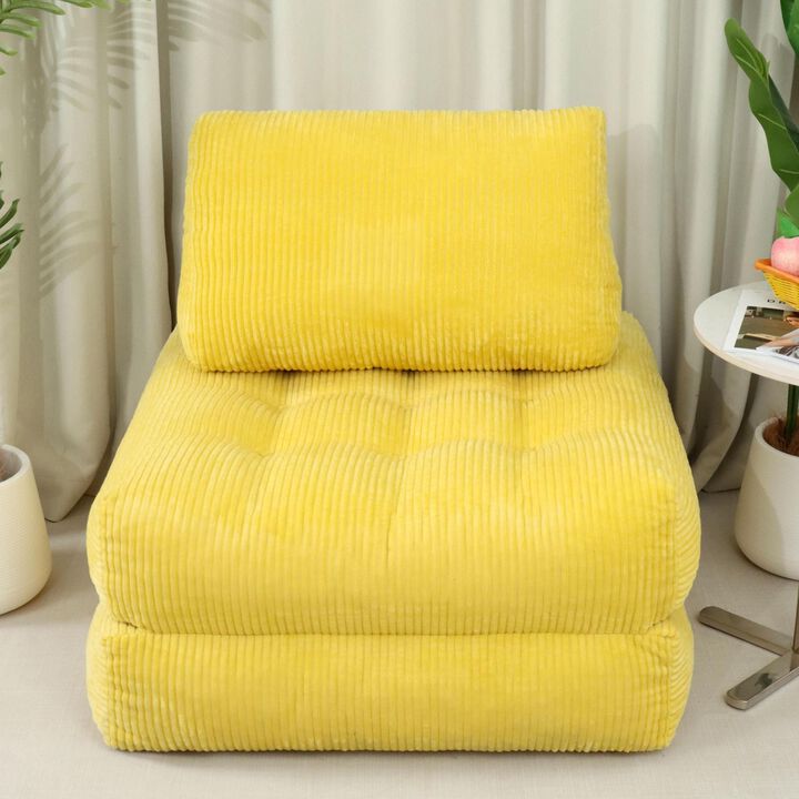 GOODSILO Large Corduroy Fabric Beanbag Couch with Fluffy Cloud Design