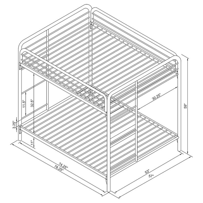 Coaster Co. of America Morgan Metal Full Over Full Bunk Bed Black image number 1