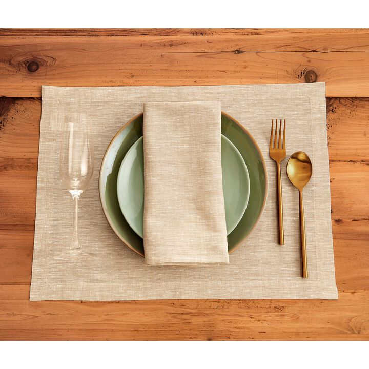 Solino Home 100% Pure Linen Placemats 14 x 19 Inch Set of 4 - Athena