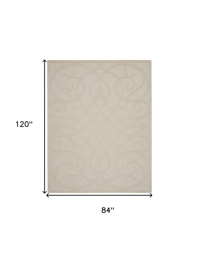 HomeRoots 7' X 10' Cream And Beige Trellis Indoor Outdoor Area Rug image number 5