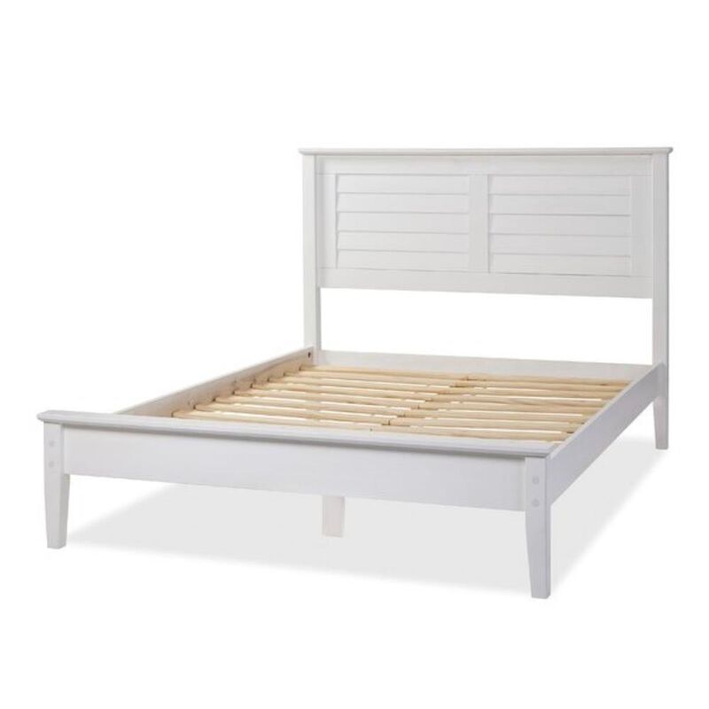 Hivvago Contemporary White Solid Pine Platform Bed in Queen Size